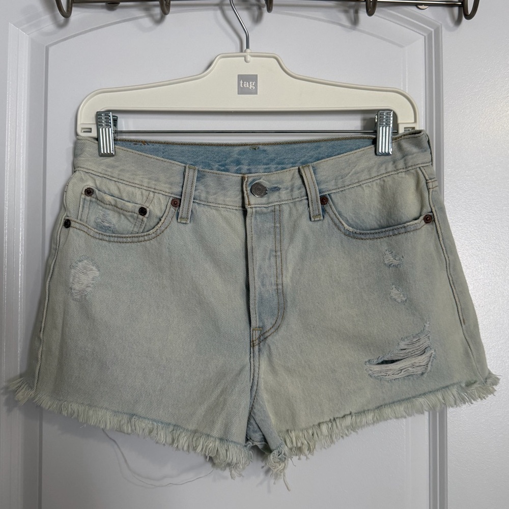 Levi's Light Blue Distressed Jean Shorts